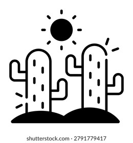 A colored design icon of cactus 