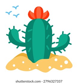 A colored design icon of cactus 