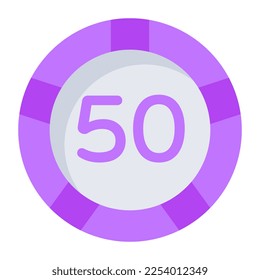 A colored design icon of casino token