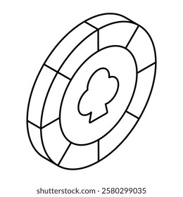 A colored design icon of casino token