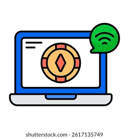 A colored design icon of casino token