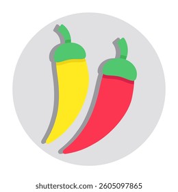 A colored design icon of chillies