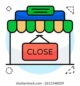 A colored design icon of close board