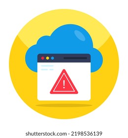 A colored design icon of cloud error 