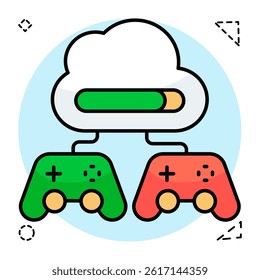 A colored design icon of cloud gaming