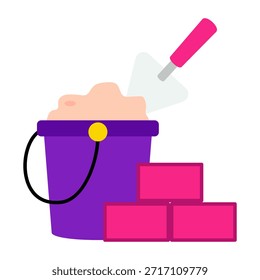 Un icono de diseño coloreado de herramientas de construcción 