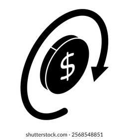 A colored design icon of currency exchange