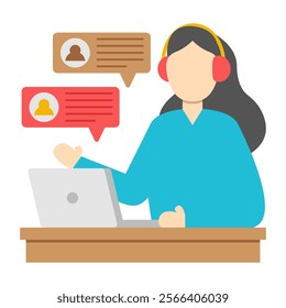 A colored design icon of customer service representative