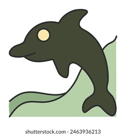 Un icono de diseño de color de delfín

