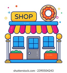 Icono de diseño de color de la tienda de donut


