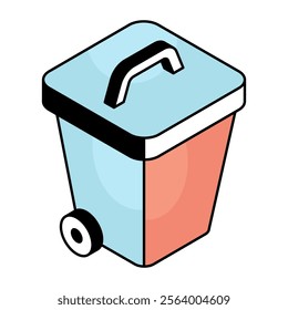 A colored design icon of dustbin