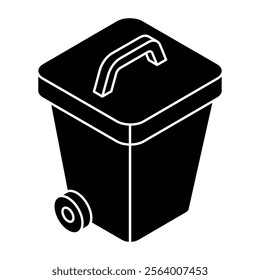 A colored design icon of dustbin