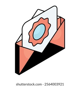 A colored design icon of envelope setting