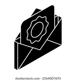 A colored design icon of envelope setting