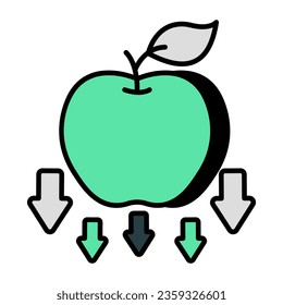 Colored design icon of falling apple 