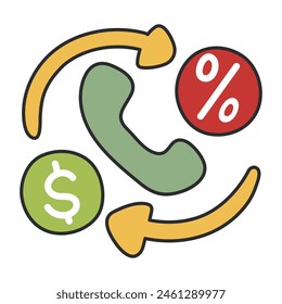 A colored design icon of financial call

