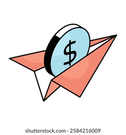 A colored design icon of financial message