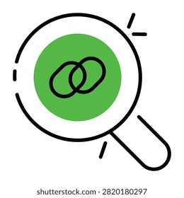 A colored design icon of find linkage 