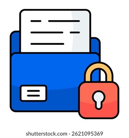 A colored design icon of folder lock