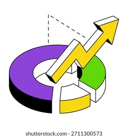 Un icono de diseño coloreado de la tabla de crecimiento