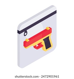 A colored design icon of gun