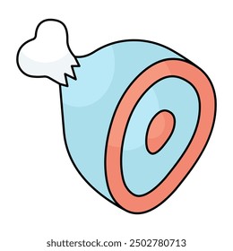 Un icono de diseño coloreado de jamón