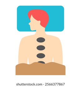 A colored design icon of hot stone massage