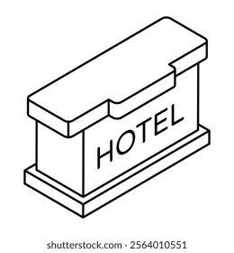 A colored design icon of hotel