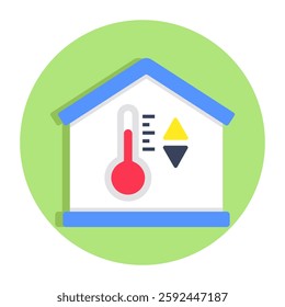 A colored design icon of house Temperature