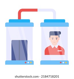 A colored design icon of human teleportation