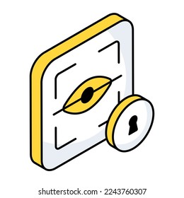 A colored design icon of iris recognition