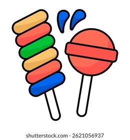 A colored design icon of lollipops