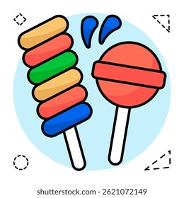 A colored design icon of lollipops