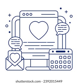 A colored design icon of love website 

