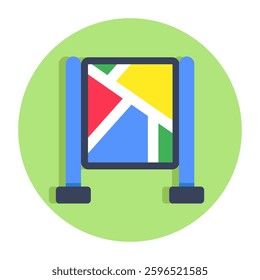 A colored design icon of map board