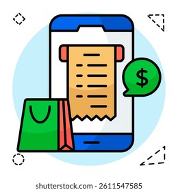 A colored design icon of mobile bill