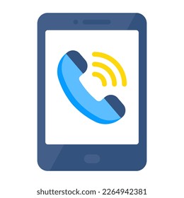 A colored design icon of mobile incoming call