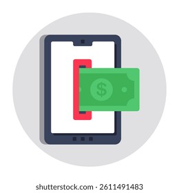 A colored design icon of mobile payment