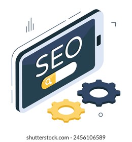 Eine farbige Design-Ikone des mobilen SEO 

