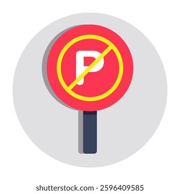 A colored design icon of no parking board
