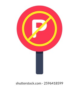A colored design icon of no parking board