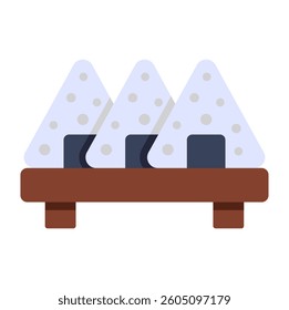 A colored design icon of onigiri