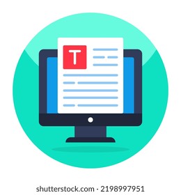 A colored design icon of online article 