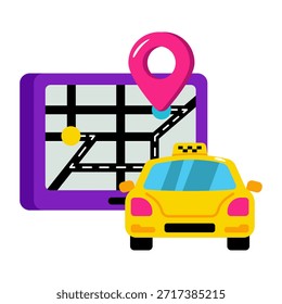 Un icono de diseño coloreado de seguimiento de taxi en línea 