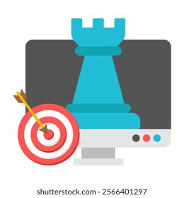 A colored design icon of online strategy