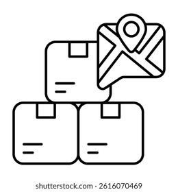 A colored design icon of parcel location