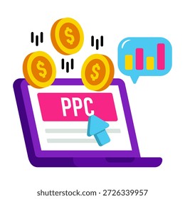 Un icono de diseño coloreado de pago por Hacer clic 
