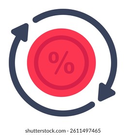 A colored design icon of percentage update