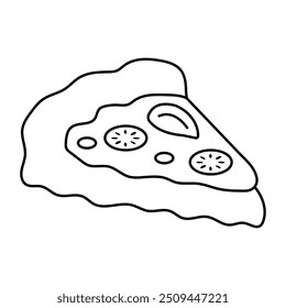 A colored design icon of pizza slice