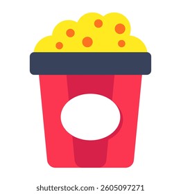 A colored design icon of popcorn